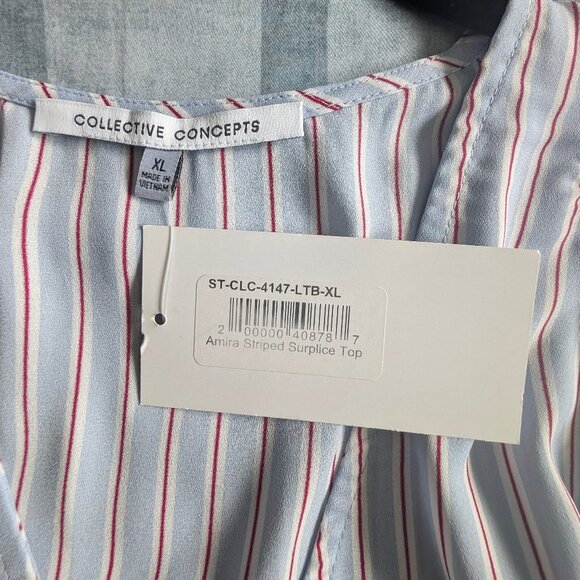 Collective Concepts Amira Striped Surplice Top - Picture 3 of 3